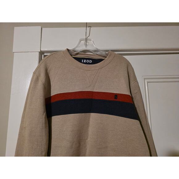 IZOD Sweatshirt Mens L Advantage Performance Striped Fleece Pullover - Picture 6 of 10